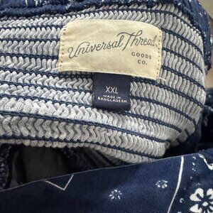 Universal Thread Blue Bandana Print Patchwork Floral Strapless Midi Sundress